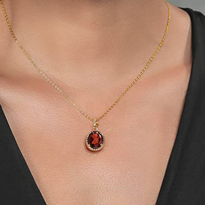 Gem Stone King 11X9MM Oval Gemstone Birthstone Pendant Necklace | 925 Sterling Silver | Solitaire Necklace For Women | With 18 Inch Chain | Fine Jewelry Gifts for Mom Women Wife Her - color: Garnet-January