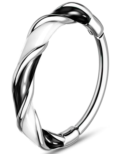 Melighting 20G Twist Nose Ring Hoop Stainless Steel 316L Piercing Jewelry | 7/8 mm Nose Piercing Jewelry, Cute Hinged Segment Clicker Lobe Helix Daith Cartilage Earring for Women - color: Steel WB, size: 20g8mm