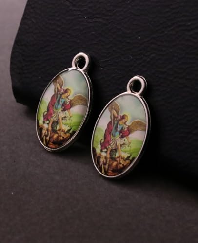 Saint Therese of Lisieux/Saint Mother Teresa of Calcutta/Divine Mercy Jesus/Mater Dolorosa Patron Saint Medal Charm Pendant for DIY Rosary Necklace Bracelet Jewelry Making Part - color: 30pcs-Enamel St. Michael