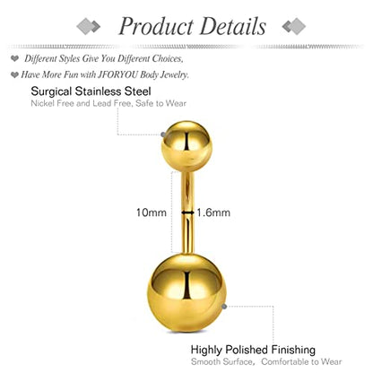 Belly Button Rings Stainless Steel 14G CZ Opal Navel Rings Barbells Women Girls Belly Piercing Jewelry - color: Gold Color-Clicker-StyleC: 5PCS