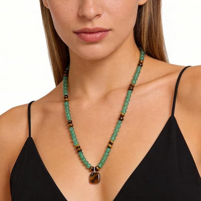 Money Bracelets Necklace Jewelry Set for Women Men Jade Crystal Tiger Eye Obsidian Beaded Necklace Feng Shui Good Luck Money Bracelet Wealth Attraction Accessories Outfits Protection Jewelry Gifts - color: A3