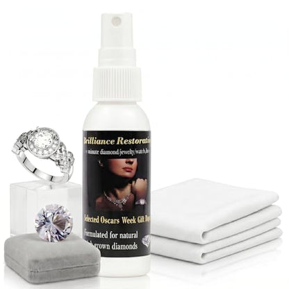 Brilliance Restoration Diamond Jewelry Cleaner Spray 2oz + Microsuede Cloth | 1-Minute Instant Shine | For Engagement Rings, Earrings, Necklaces, CZ, Gemstones & Steel Watches