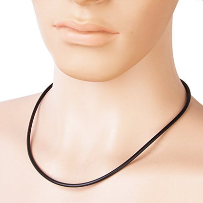 2Pcs Necklace Black Cord Rubber 3 mm 20 Inch Jewelry Supply Bayonet Clasp.