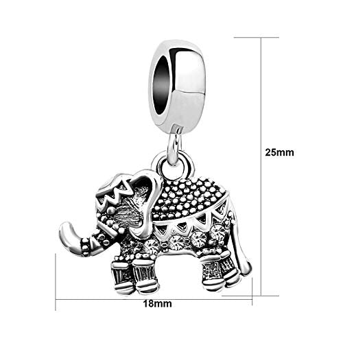 KunBead Elephant Birthstone Dangle Bead Birthday Charms Compatible with Pandora Bracelet for Women - color: April
