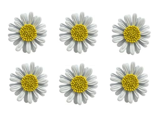 6 Pcs Daisy Flower Brooches, Sunflower Lapel Pins, Sun Flower Brooches, Floral Lapel Pins for Women Fashion Jewelry Accessories - color: White