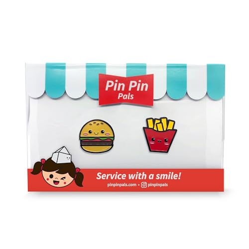Enamel Pin Set (2 Pins Per Set) for Backpack, Bag, Lapel, Kawaii Button Collector - style: Burger & Fries