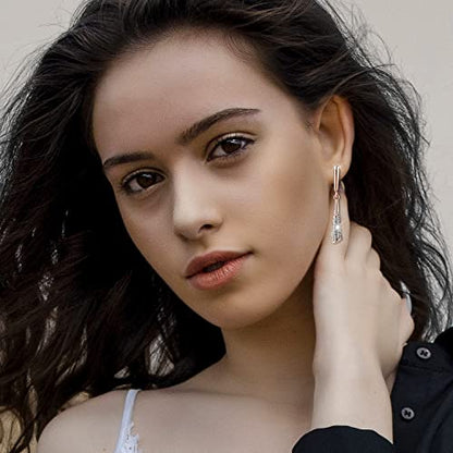 Dangle Earrings for Women，Crystal Drop Earrings Zirconia Rhinestone Dangling Earrings for Women Prom Party Jewelry Gifts，Dangle Fashion Jewelry Crystal Earrings for Women and Girls - color: White
