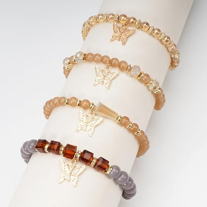 Boho Wooden Beads Bracelets Bohemian Bracelet Stack for Men Women Wood Beaded Bracelet Set - color: P