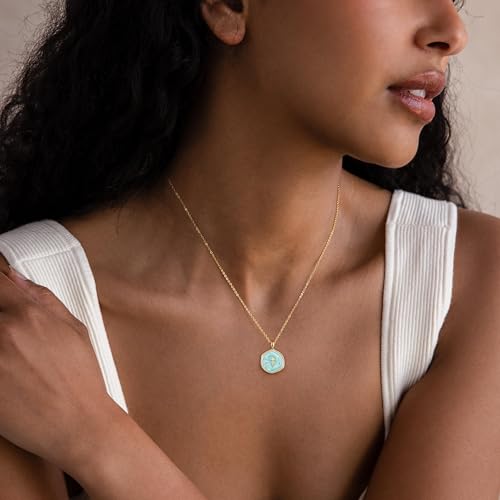 Tewiky Cross Necklace for Women 14k Gold Plated Cross Pendant Necklaces | Cute Necklaces for Women,Jewelry ,Graduation Gift for Her - color: Deep Blue