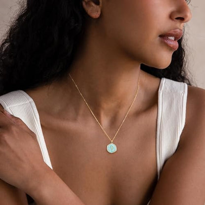 Tewiky Cross Necklace for Women 14k Gold Plated Cross Pendant Necklaces | Cute Necklaces for Women,Jewelry ,Graduation Gift for Her - color: Deep Blue