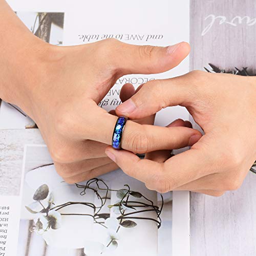 King Will 4mm 6mm 8mm Tungsten Carbide Wedding Band for Men Size 5-15 - color: A-6mm blue-purple