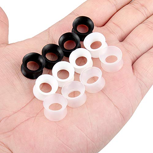 Cisyozi 10G-50mm Thin Silicone Gauges for Ear Flexible Double Flare Gauges Tunnels Expander Stretching Gauge Earlets Plugs Gauges Kit Earlets Retainer Same Sizes 3 Colors - style: 00G=10mm