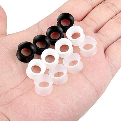 Cisyozi 10G-50mm Thin Silicone Gauges for Ear Flexible Double Flare Gauges Tunnels Expander Stretching Gauge Earlets Plugs Gauges Kit Earlets Retainer Same Sizes 3 Colors - style: 00G=10mm