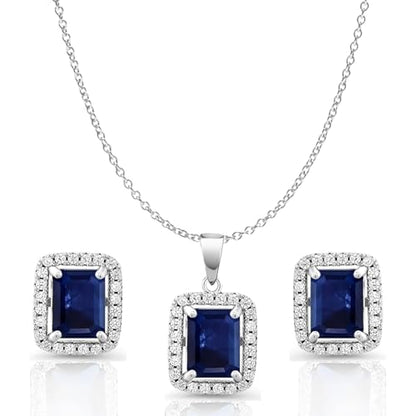 Jewelry Sets for Women Costume Jewelry Sets Wedding Jewelry Set with Necklace and Earring for Bride Bridesmaid Jewelry - color: Blue