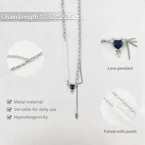 Irregular Heart Necklace for Women Y2k Pink Zircon Pearl Diamond Women's Fashion Pendant Hot Fashion Pink Jewelry for Women - color: Style16