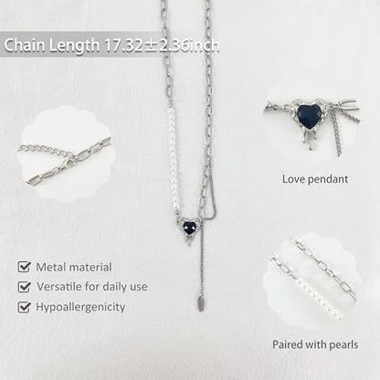 Irregular Heart Necklace for Women Y2k Pink Zircon Pearl Diamond Women's Fashion Pendant Hot Fashion Pink Jewelry for Women - color: Style16