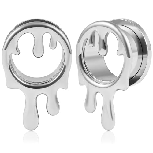 DOEARKO 2PCS Ear Gauges Cool Bat Saddle Ear Plugs Tunnels 316 Stainless Steel Hypoallergenic Earrings Gauges for Ears Expander Body Piercing Jewelry - color: #298 Silver, size: 3/8"
