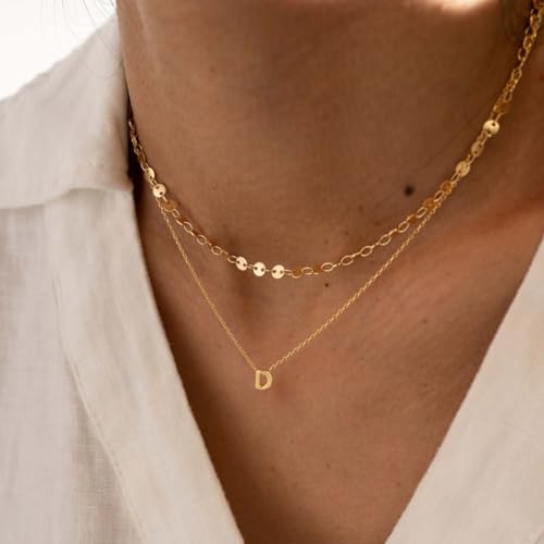 Initial Necklaces for Women Bubble Gold Silver Letter Necklace Dainty Personalized Charm Pendant Name Necklace Cute Non Tarnish Fashion Accessories Teen Gift Trendy Stuff Jewelry Gifts - color: Gold, style: W