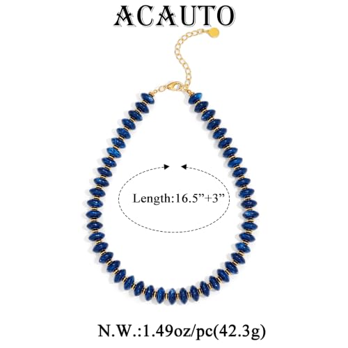 Acrylic Beaded Necklace for Women,Beach Strand Jewelry Gifts | Statement Necklace,Cute Trendy Handmade Jewelry for Women,Chunky Beaded Necklace,Resin Beads Choker - color: Navy blue