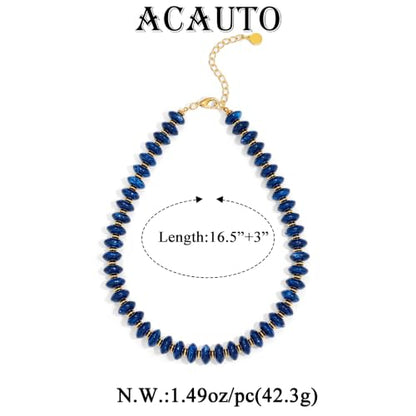 Acrylic Beaded Necklace for Women,Beach Strand Jewelry Gifts | Statement Necklace,Cute Trendy Handmade Jewelry for Women,Chunky Beaded Necklace,Resin Beads Choker - color: Navy blue