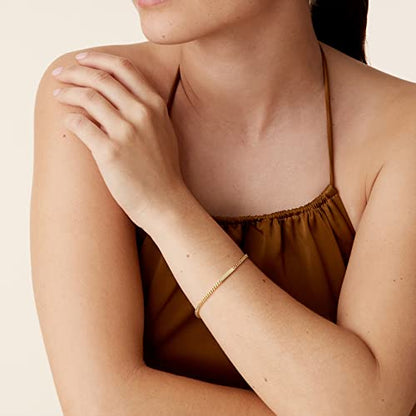 PAVOI 14K Gold Plated Lightweight Chain Bracelet | Bracelets for Women - style: Curb Link