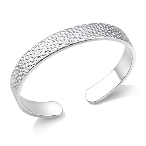 Silver Cuff Bracelet for Women Handmade Hammered Open Bangle Bracelet Adjustable Silver Bangles for Women Daily Wear