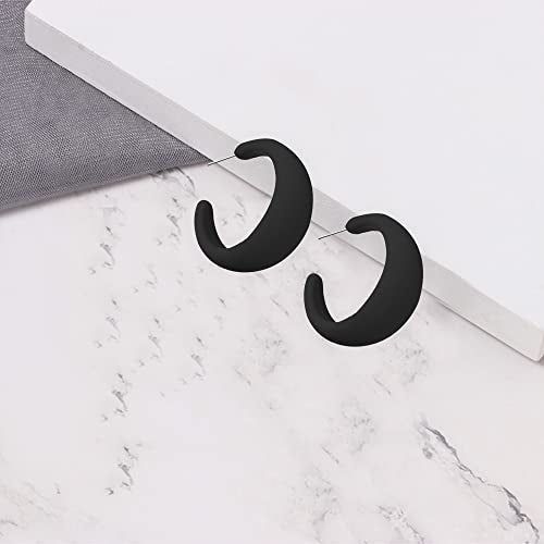 Acrylic Resin Earrings 70s 80s Colorful Hoop Earrings C Shape Trendy Chunky Cute Candy Earrings Jewelry for Women - color: Black