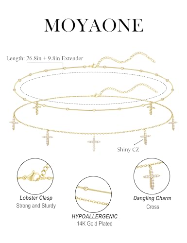 Waist Chain for Women Belly Chain Waist Beads Body Chain | 14K Gold Plated Chain Belts, Waterproof Non Tarnish Body Jewelry, Dainty Sexy Gift for Her, Layered Summer Beach Accessories - style: satellite & cross