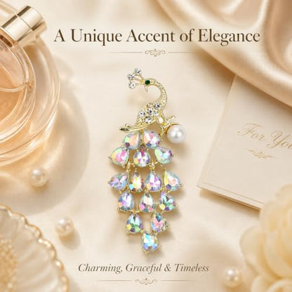 Brooch Pin for Women Rhinestone Peacock Crystal Delicate Animal Brooch Lapel Pins Girls Fashion Jewelry Gift for Christmas Brooch Birthday Jewelry Gift - style: peacock