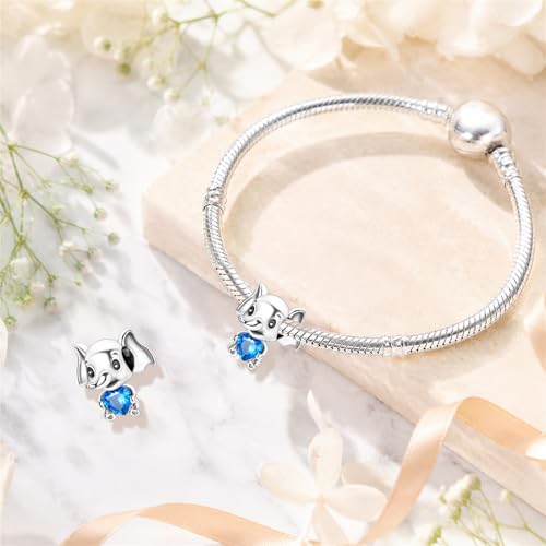 S925 Sterling Silver Cute Bead Charm for Pandora Bracelets and Necklaces | Lucky Clover Cute Animal Pink Bow Cherry Butterfly Pendant Bead Charms Jewelry Making Gifts for Women Valentines Mother's Day - style: Cute Elephant Bead Charm