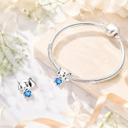 S925 Sterling Silver Cute Bead Charm for Pandora Bracelets and Necklaces | Lucky Clover Cute Animal Pink Bow Cherry Butterfly Pendant Bead Charms Jewelry Making Gifts for Women Valentines Mother's Day - style: Cute Elephant Bead Charm