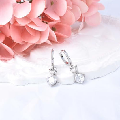 Heart Earrings for Women Girls-Sterling Silver Heart Dangle Hoop Earrings with Charm Love Huggie Hoop Earrings Hypoallergenic Delicate Jewelry Gifts for Women Girls Birthday - color: Hollow Heart Earrings