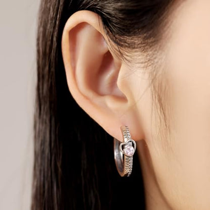 Floral Hoop Earrings 925 Sterling Silver with 14K Gold Plating – Lightweight CZ Flower Hoops | Hypoallergenic Jewelry for Women | Gift Box + Polishing Cloth - color: 22mm FOREVER LOVE earrings