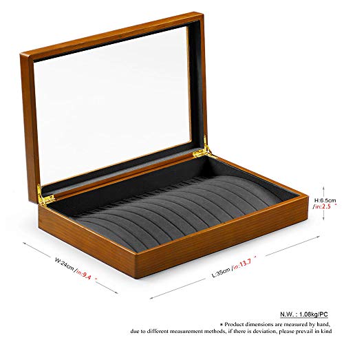 Oirlv Solid Wooden Necklace/Bracelet/Pendant Jewelry Organizer Box 13 Lattice Necklace Showcase Display Holder - size: Grey Necklace/Long chain Box