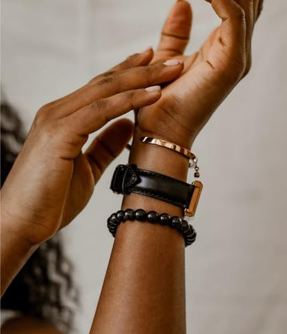 BOMAIL Natural Stone Beaded Bracelet for Women Men | 8mm Round Beads,Healing Crystal,Semi-Precious Gemstone,Yoga,Stretch,Bracelets Jewelry Gift - color: Obsidian
