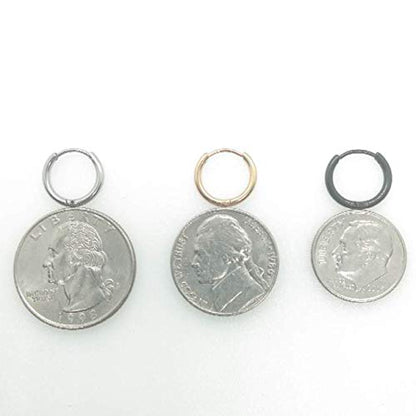 EACHLP Tiny Hoop Earrings 18K Real Gold Plating Surgical Steel Unisex - style: 9MM Hoops