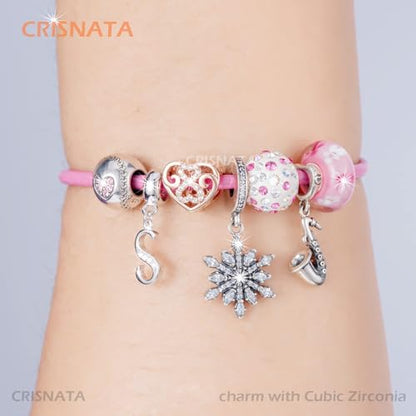 26 Letter Pendant Charms, Polished 925 Sterling Silver Complete Initial A-Z Dangling CZ Stone Alphabet Beads, fits European Bracelet Necklace, Gift for Mother/Father/Daughter/Son/Sister/Aunt - color: Letter S CZ Pendant Charm