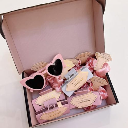 Bridesmaid Scrunchies Proposal Gifts Bachelorette Hair Claws Clips women heart sunglasses for Wedding Party Favors (Pink headband 32pcs) - color: Pink Headband 32pcs