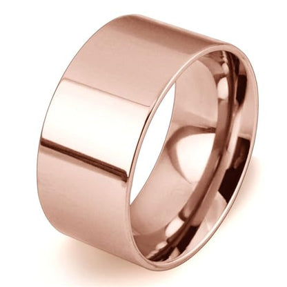 10mm Wide Stainless Steel Ring Simple Stylish Style Rose Gold/Silver Big Band Polished Flat Top for Men Women Size 5-15 - color: Rose Gold