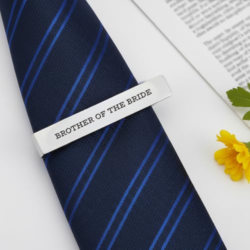 Brother of The Bride Gifts Best Man from Groom Sister Bride Stainless Steel Tie Clip Bar Pin Tie Clips Man of Honor Groomsman Gifts for Wedding Sister Marriage Gift Presents for Men Brothers