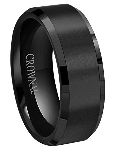 6mm 8mm 10mm Black Tungsten Wedding Band Ring Men Women Matte Finish Beveled Edges Comfort Fit Size 5 To 17 - color: Black 8mm