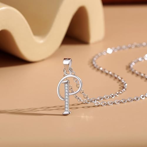 VIKI LYNN Dainty Initial Letter Pendant Necklace for Women | Cubic Zirconia Initial Jewelry, Personalized Letter Necklace, Dainty Women Jewelry, Birthday Gift Idea for Her, Mom and Wife - color: Silver, style: Silver-P