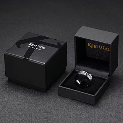 King Will Mens Tungsten Wedding Band with Cubic Zircon Inlay 7mm/8mm Flat Cut Comfort Fit Engagement Rings - color: Silver-8mm