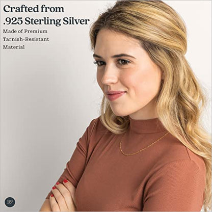 KEZEF Sterling Silver 1.5mm Figaro Chain Necklace for Women - 925 Italian Diamond Cut Chain, Available in Silver, 18K Yellow Gold, Rose Gold, 16-30 Inches - color: 18kt Gold, size: 16 Inch