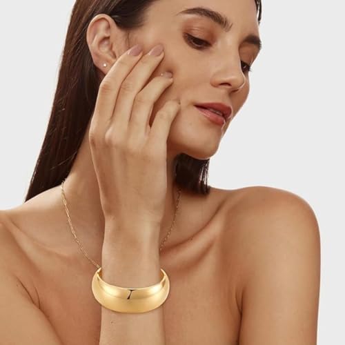 Gold/Silver Cuff Bangle Bracelets For Women Chunky Waterdrop Twisted Hinged Bangle Bracelets Minimalist Arm Cuff Bracelet Jewelry Gifts - color: 4Gold