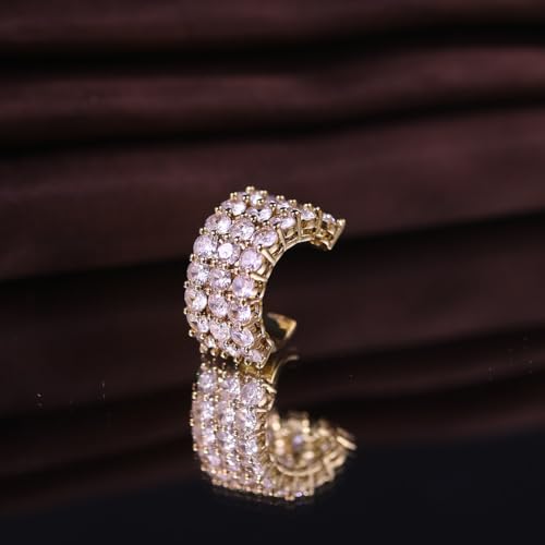 Ear Cuffs Non Piercing Gold Silver Earrings Cute Cubic Zirconia Sparkling Ear Cuff for Women Clip On Cartilage Huggie Earring Christmas Jewelry Costume - color: Gold-Three