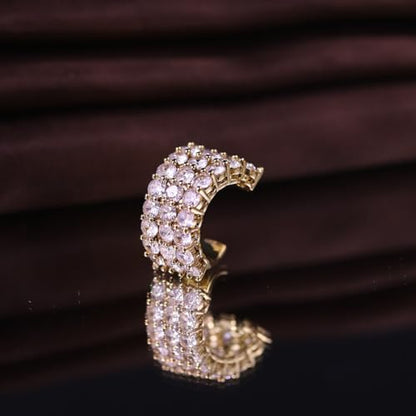 Ear Cuffs Non Piercing Gold Silver Earrings Cute Cubic Zirconia Sparkling Ear Cuff for Women Clip On Cartilage Huggie Earring Christmas Jewelry Costume - color: Gold-Three