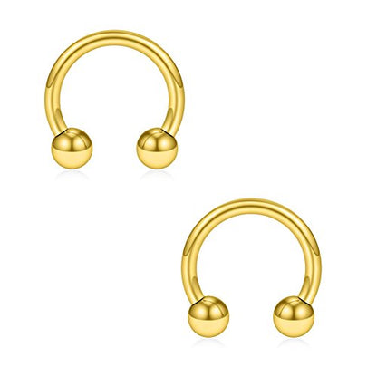 SCERRING 12PCS 10-14mm Stainless Steel Nose Horseshoe Hoop Rings Eyebrow Lip Ear Tragus Septum Piercing Hanger Retainer 16G 14G 12G - style: 14G - Inner Dia. 10mm