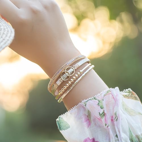 Chunky Boho Leather Wrap Bracelets Cowgirl Beaded Circle Western Jewelry | Stackable Infinity Layered Bohemian Magnetic Clasp Cuff Statement Fashion Colorful Country Hippie Outfits for Women Trendy - color: Snakeskin Gold