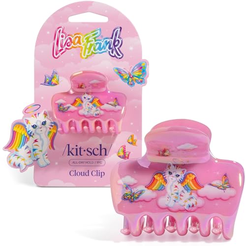 Lisa Frank x Kitsch Medium Cloud Hair Clip for Women - Angel Kitty, 1pc | Lightweight & Sturdy Claw Clip with Rounded Edges for Comfortable Hold, Ideal for Half-Up Hairstyles & Low Buns - color: Angel Kitty